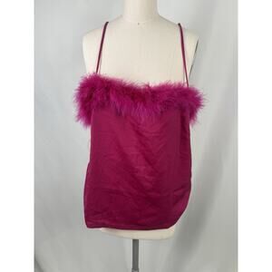 Hyfve Women’s XL Fur Detail Party Nightlife Disco 80s 90s Tank Top Pink Purple